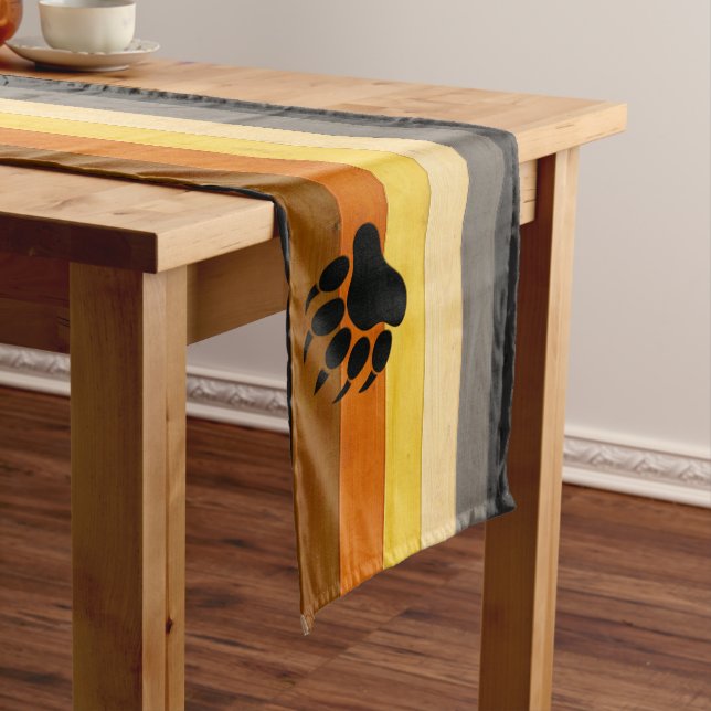 SlipperyJoe's Bear Pride flag wooden floor texture Short Table Runner (In Situ)