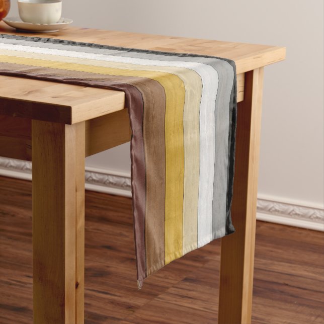 SlipperyJoe's Bear Pride flag wooden floor texture Short Table Runner (In Situ)