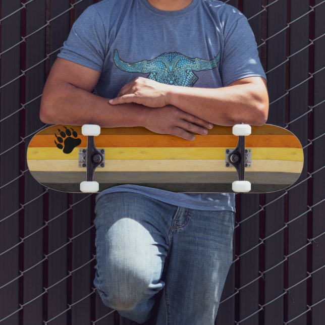 SlipperyJoe's Bear Pride flag wooden floor texture Skateboard (Outdoor 3)