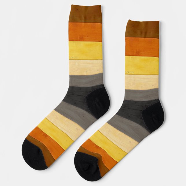 SlipperyJoe's Bear Pride flag wooden floor texture Socks (Left)