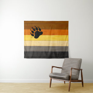 SlipperyJoe's Bear Pride flag wooden floor texture Tapestry