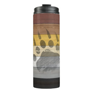 SlipperyJoe's Bear Pride flag wooden floor texture Thermal Tumbler