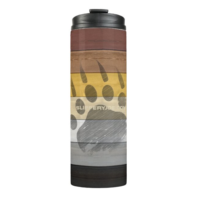 SlipperyJoe's Bear Pride flag wooden floor texture Thermal Tumbler (Front)