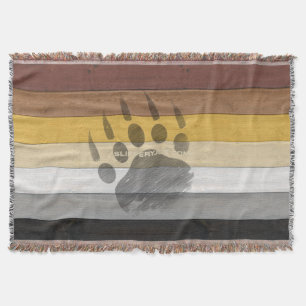 SlipperyJoe's Bear Pride flag wooden floor texture Throw Blanket