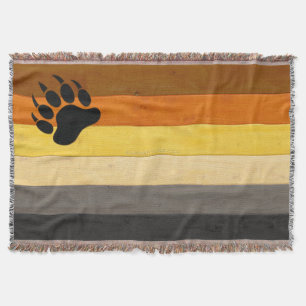 SlipperyJoe's Bear Pride flag wooden floor texture Throw Blanket