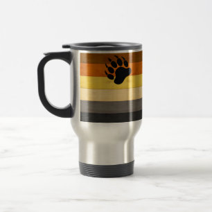 SlipperyJoe's Bear Pride flag wooden floor texture Travel Mug
