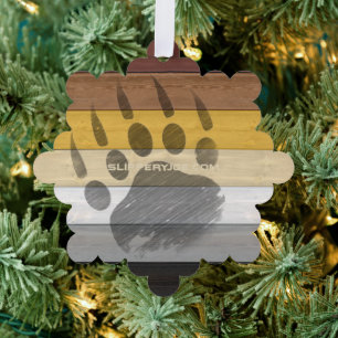 SlipperyJoe's Bear Pride flag wooden floor texture Tree Decoration Card