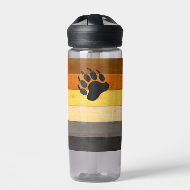 SlipperyJoe's Bear Pride flag wooden floor texture Water Bottle (Front)