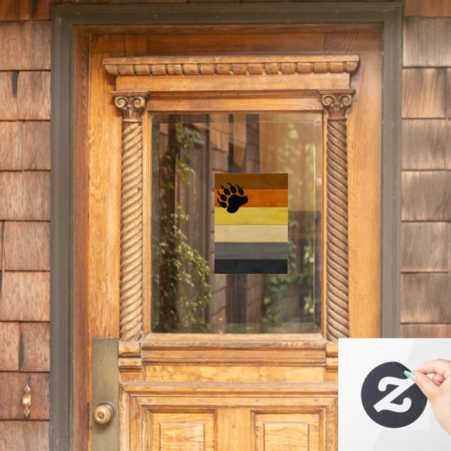 SlipperyJoe's Bear Pride flag wooden floor texture Window Cling (Home Door)