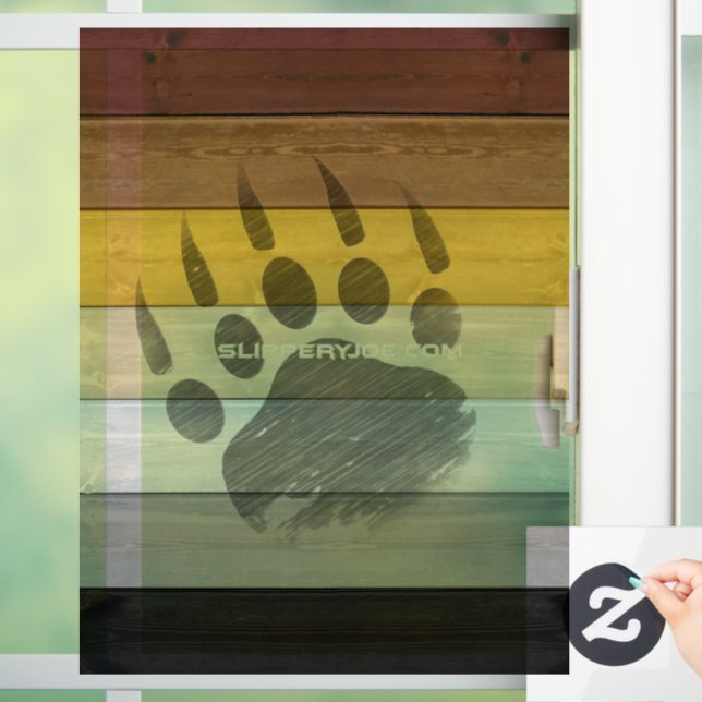 SlipperyJoe's Bear Pride flag wooden floor texture Window Cling (Home)