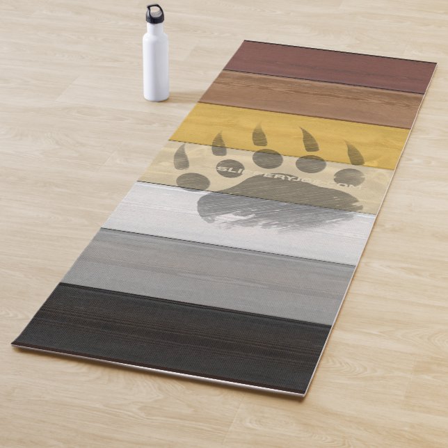 SlipperyJoe's Bear Pride flag wooden floor texture Yoga Mat (In Situ)