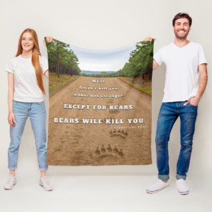 SlipperyJoe's bears will kill you paw prints press Fleece Blanket