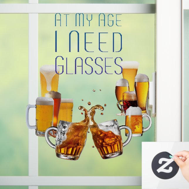 SlipperyJoe's beer glasses pilsner glasses steins  Window Cling (Home)