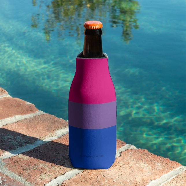SlipperyJoe's Bisexual Pride Flag colours magenta  Bottle Cooler (In Situ Pool)