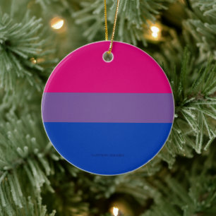 SlipperyJoe's Bisexual Pride Flag colours magenta Ceramic Tree Decoration