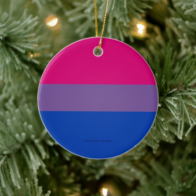SlipperyJoe's Bisexual Pride Flag colours magenta  Ceramic Tree Decoration (Tree)