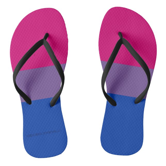 SlipperyJoe's Bisexual Pride Flag colours magenta  Flip Flops (Footbed)