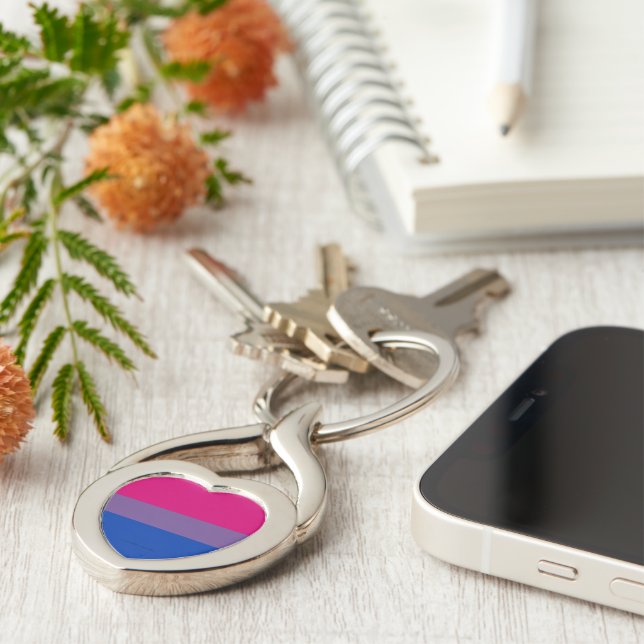 SlipperyJoe's Bisexual Pride Flag colours magenta  Key Ring (Side)