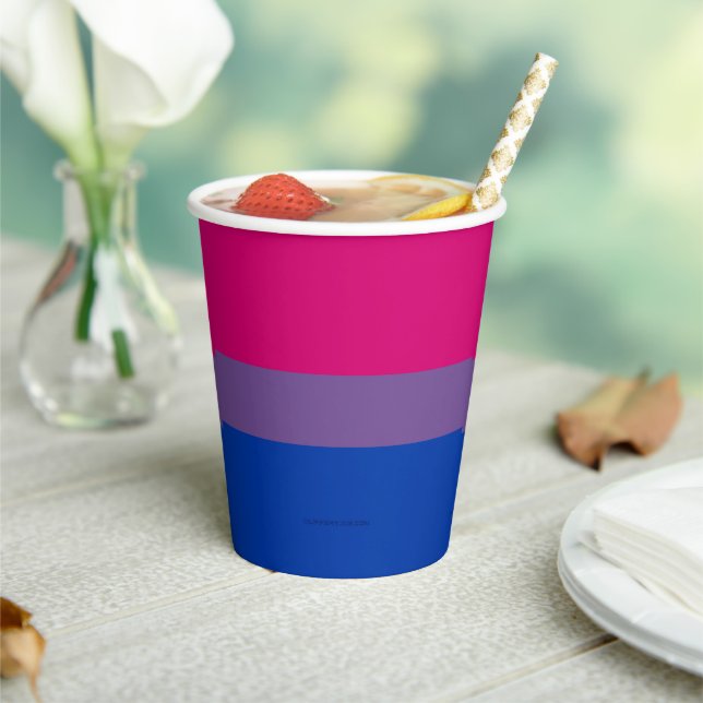 SlipperyJoe's Bisexual Pride Flag colours magenta  Paper Cups (Insitu)