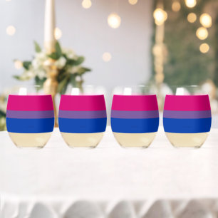 SlipperyJoe's Bisexual Pride Flag colours magenta Stemless Wine Glass