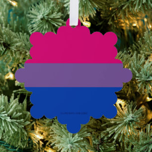 SlipperyJoe's Bisexual Pride Flag colours magenta  Tree Decoration Card