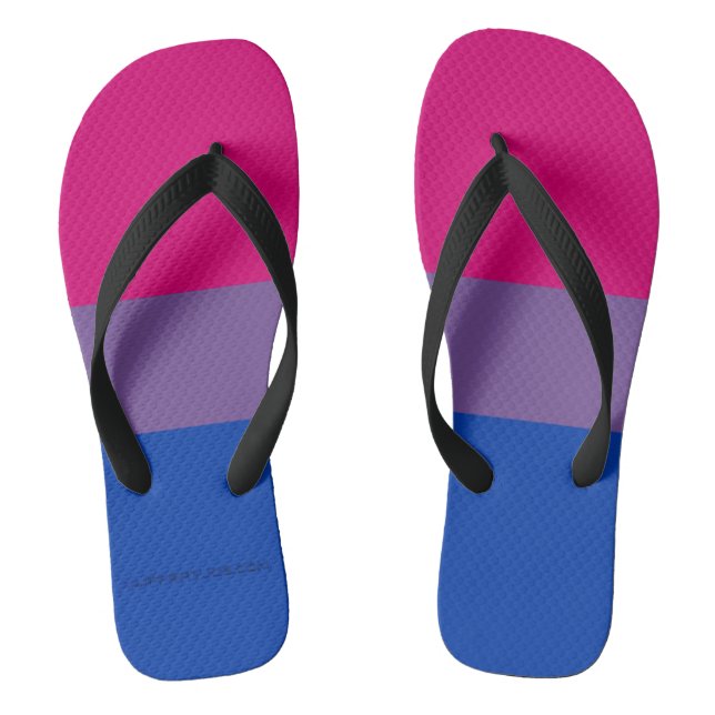 SlipperyJoe's Bisexual Pride Flag lavender-pink bl Flip Flops (Footbed)