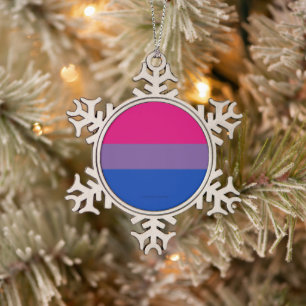 SlipperyJoe's Bisexual Pride Flag lavender-pink bl Snowflake Pewter Christmas Ornament