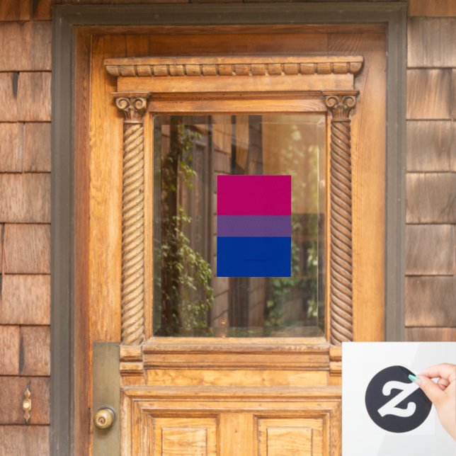 SlipperyJoe's Bisexual Pride Flag lavender-pink bl Window Cling (Home Door)