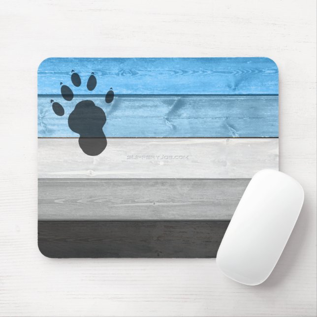 SlipperyJoe's black otter paw print hairy lean med Mouse Mat (With Mouse)