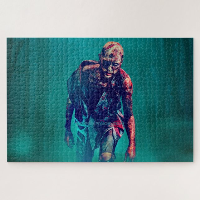 SlipperyJoe's bloody zombie woods Halloween mist f Jigsaw Puzzle (Horizontal)