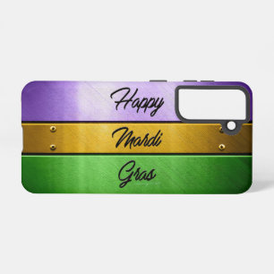 SlipperyJoe's bold Mardi Gras theme purple gold gr Samsung Galaxy Case