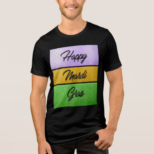 SlipperyJoe's bold Mardi Gras theme purple gold gr Tri-Blend Shirt