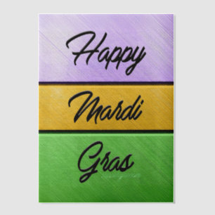SlipperyJoe's bold Mardi Gras theme purple gold gr Vellum Invitations