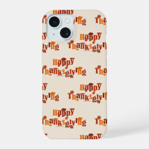 SlipperyJoe's bright festive Thanksgiving graphic iPhone 15 Case