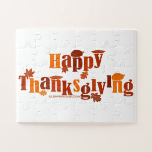 SlipperyJoe's bright festive Thanksgiving graphic Jigsaw Puzzle