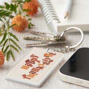 SlipperyJoe's bright festive Thanksgiving graphic  Key Ring
