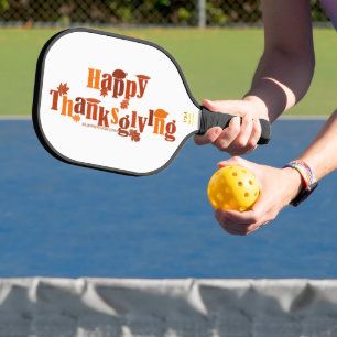SlipperyJoe's bright festive Thanksgiving graphic  Pickleball Paddle