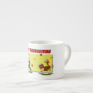 SlipperyJoe's bright playful Thanksgiving cartoon Espresso Cup