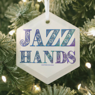 SlipperyJoe's broadway musical Jazz Hands queer ca Glass Tree Decoration