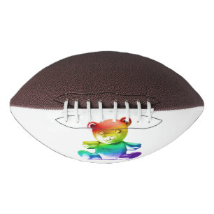 SlipperyJoe's brushed metal teddy bear rainbow gra American Football