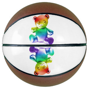SlipperyJoe's brushed metal teddy bear rainbow gra Basketball
