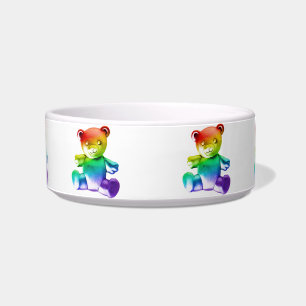 SlipperyJoe's brushed metal teddy bear rainbow gra Bowl