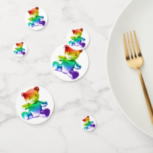 SlipperyJoe's brushed metal teddy bear rainbow gra Confetti