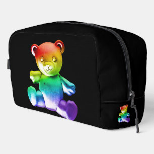 SlipperyJoe's brushed metal teddy bear rainbow gra Dopp Kit
