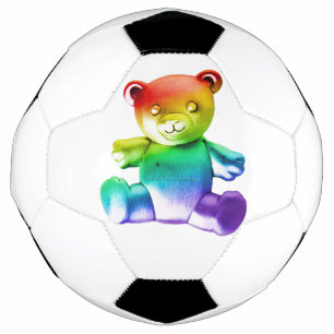 SlipperyJoe's brushed metal teddy bear rainbow gra Football