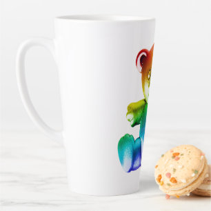 SlipperyJoe's brushed metal teddy bear rainbow gra Latte Mug