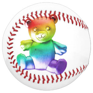 SlipperyJoe's brushed metal teddy bear rainbow gra Softball