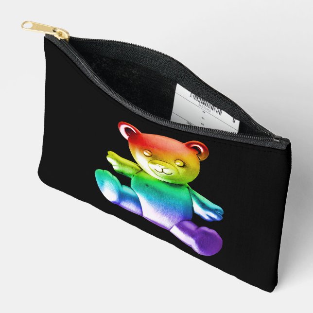 SlipperyJoe's brushed metal teddy bear smooth grad Accessory Pouch (Open)