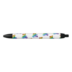 SlipperyJoe's brushed metal teddy bear smooth grad Black Ink Pen