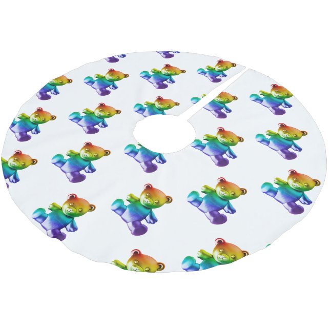 SlipperyJoe's brushed metal teddy bear smooth grad Brushed Polyester Tree Skirt (Angled)